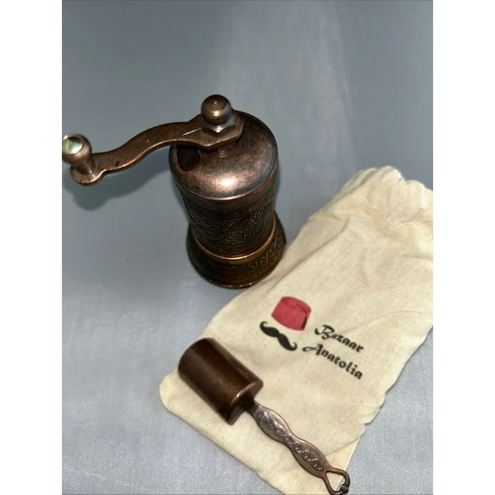 Turkish Armenian Pepper Salt Spice Mill Bazaar Anatolia Handcrafted Copper